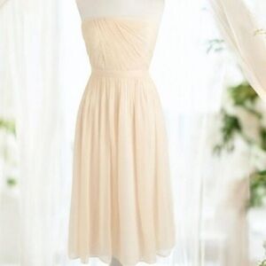 Strapless Cream silk chiffon Dress